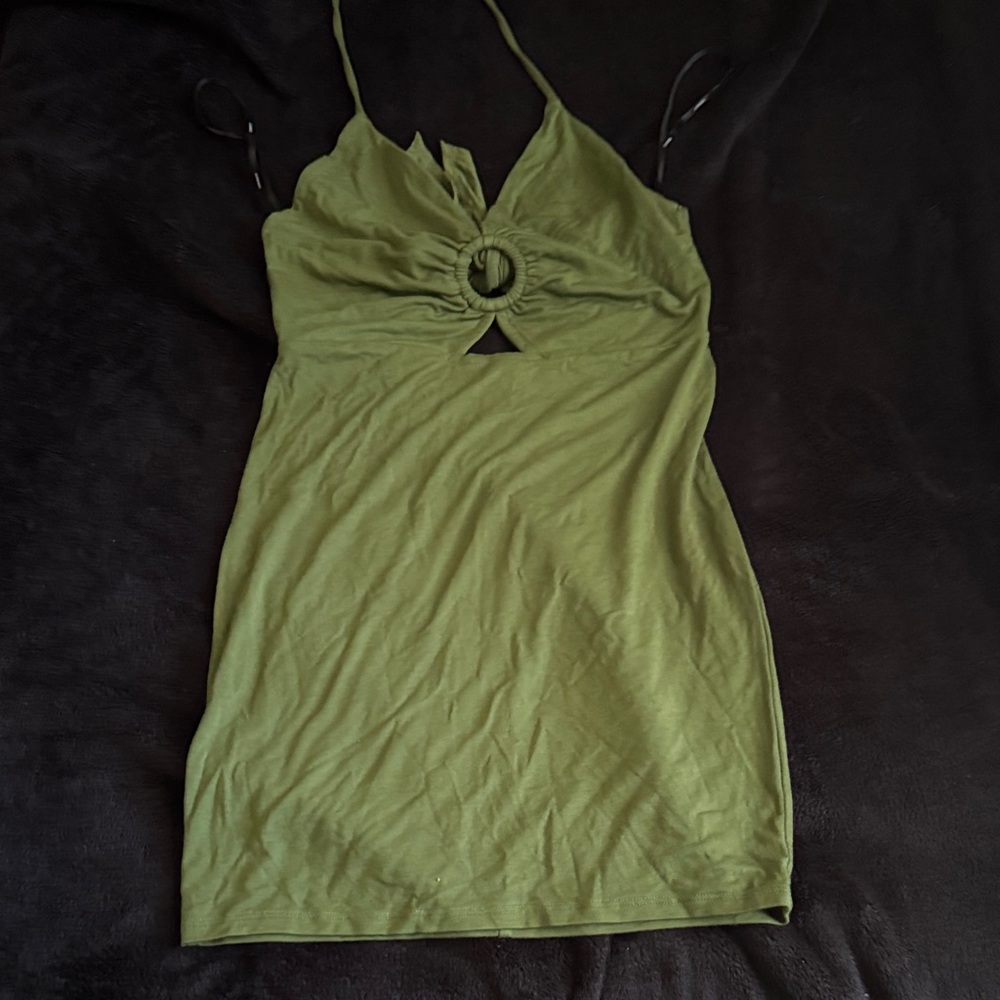 Forever 21 Olive Green Mini Dress with Ring Detail